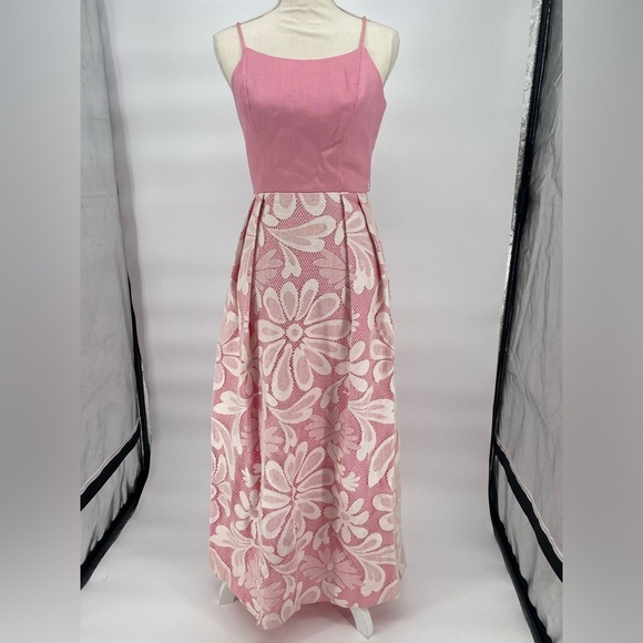 Vintage Handmade Pink Floral Women’s Spaghetti Straps Maxi Dress - Picture 3 of 15
